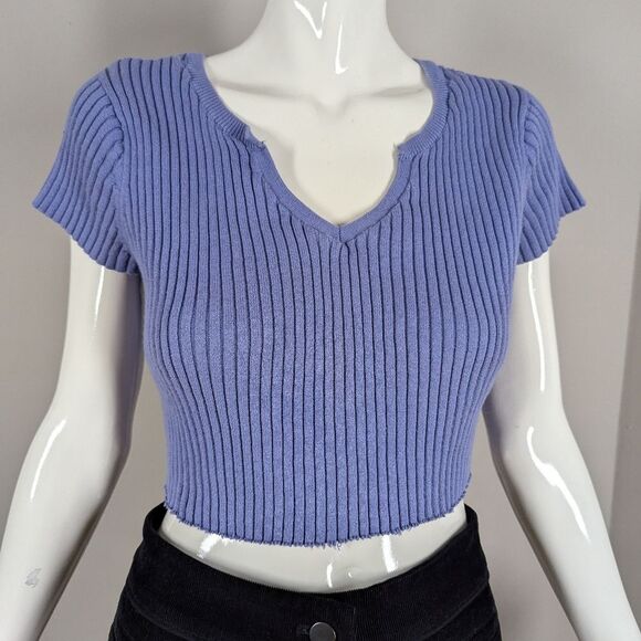 Vintage Liz Claiborne Studio Ribbed Cropped Tee Size Small Cotton Y2K - Picture 6 of 6